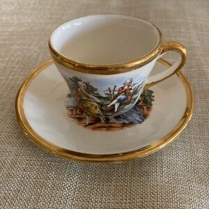 Vintage Manhattan Ware Vintage 22 KT Gold-Trimmed Porcelain Cup and Saucer Set